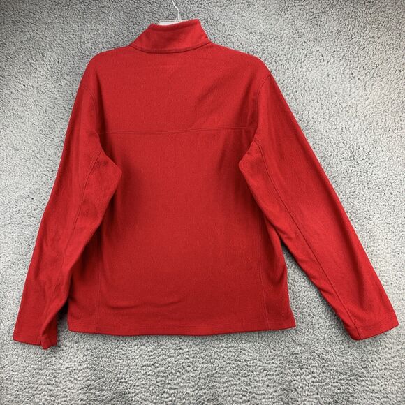 Lands' End Womens Fleece Jacket Sweater Size Medium 1/2 Zip Up Red Mock Neck - Picture 2 of 10